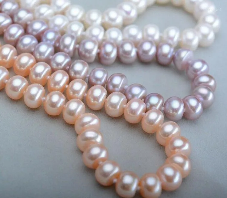 Chains 8-9 MM Natural PINK Purple White Pearl Necklace 18" 36"