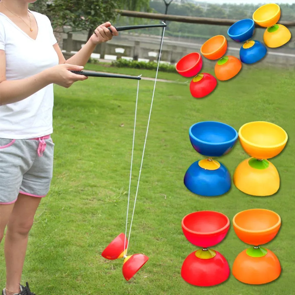 Yoyo Funny Chinese YOYO 3 Bearing Diabolo Set Metal Sticks Bag Toys Interactive games For Kids Children Adult Elderly People toys 230214