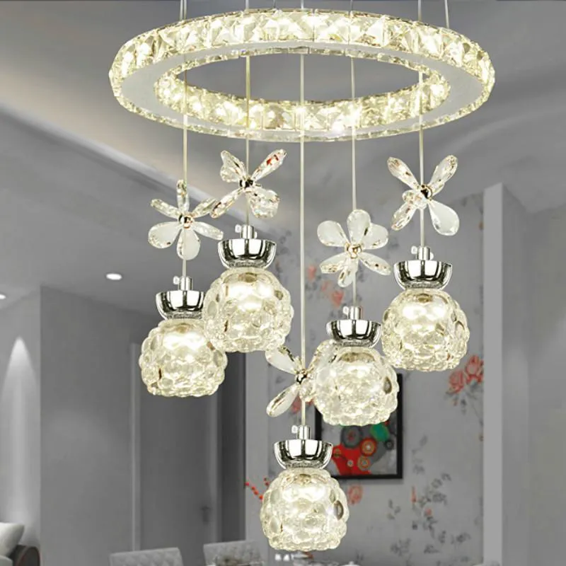 Kolye lambaları Tek Üç Dört Beş Baş Led Crystal Restaurant Post Modern Minimalist Yuvarlak Yemek Masa Balıkçılık Hattı Işıkları LB42306PENDAN