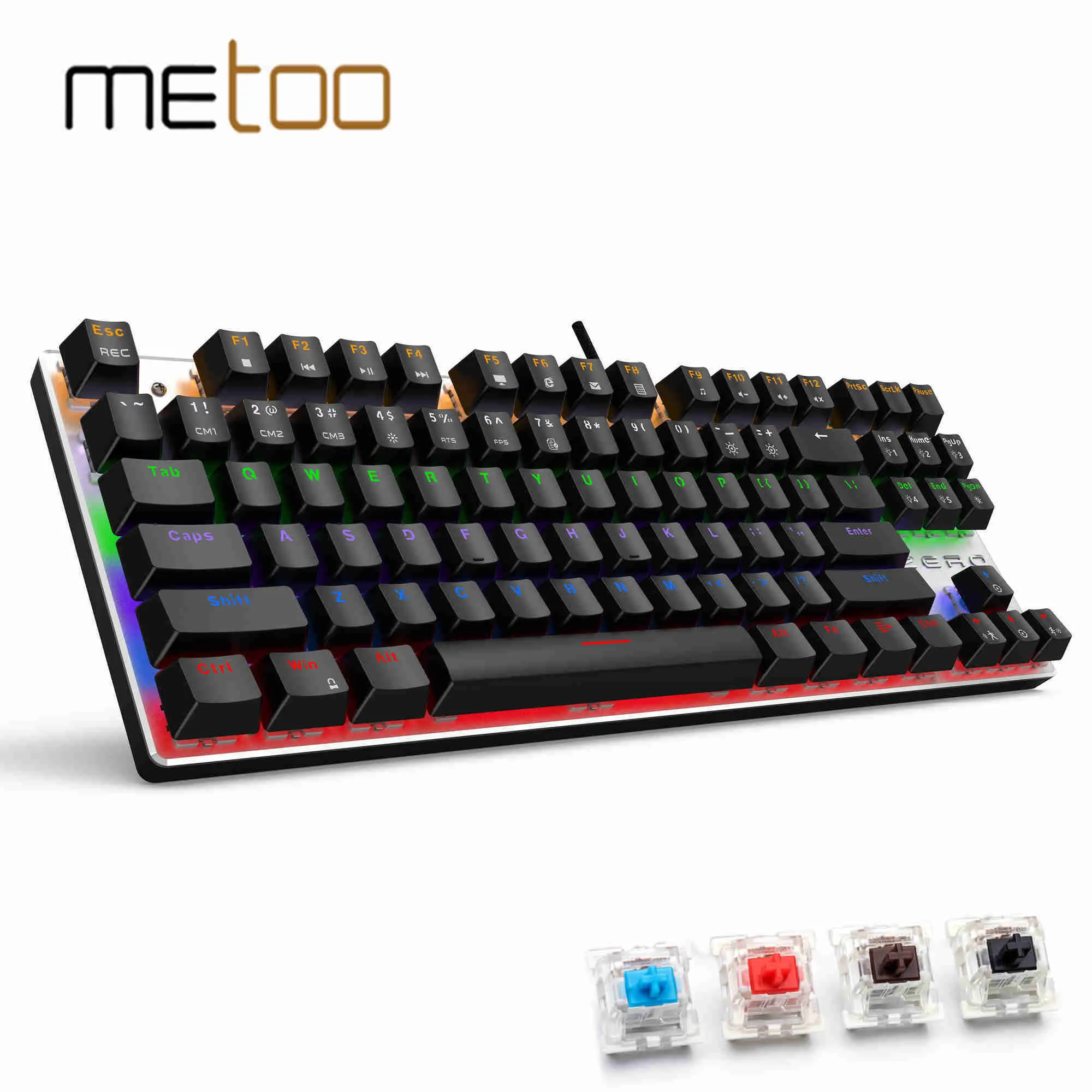 Claviers Metoo Professional Gaming Mécanique Clavier Anti-ghosting Mix Rétro-éclairé RU Espagnol USB Filaire pour pc portable T230215