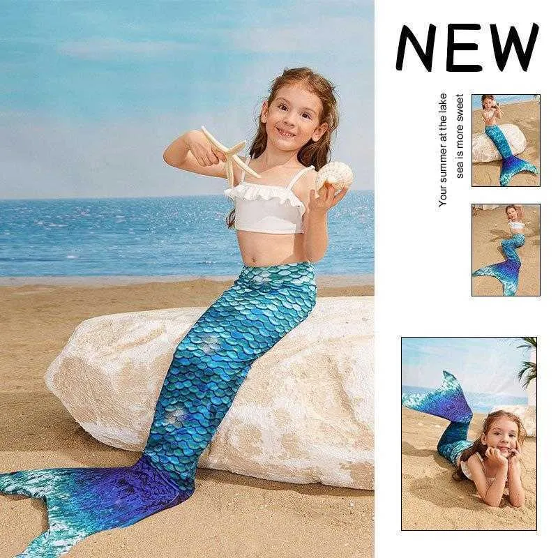 Mermaid Swimsuit Split Fish Tail اثنين من الأطفال ربيع الاستحمام الفتيات بيكيني