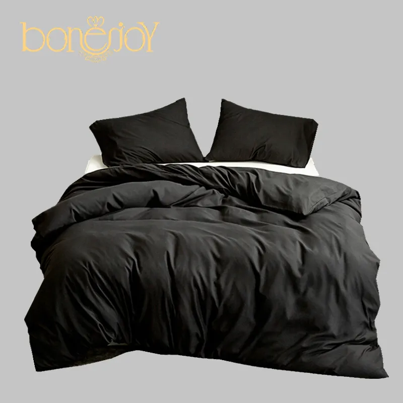 Bedding Sets Beonjoy Duvet Capa queen tamanho preto cor calotes de cama cover King Edredom microfiber Quiltpillowcase Precisa Ordem 230214