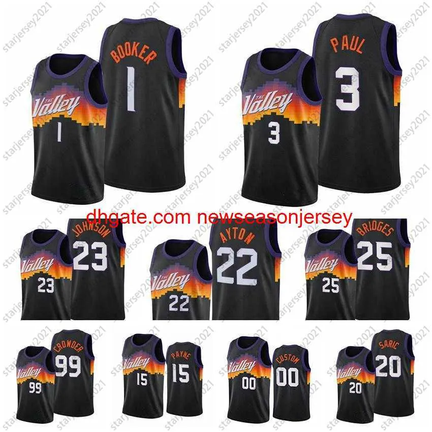 zszyty haft Dostosuj miasto Chris 3 Paul Devin 1 Booker Basketball Jerseys 25 Mikal Bridges Ayton Jae Crowder Javale McGee Cameron Payne Edition Men Nowe