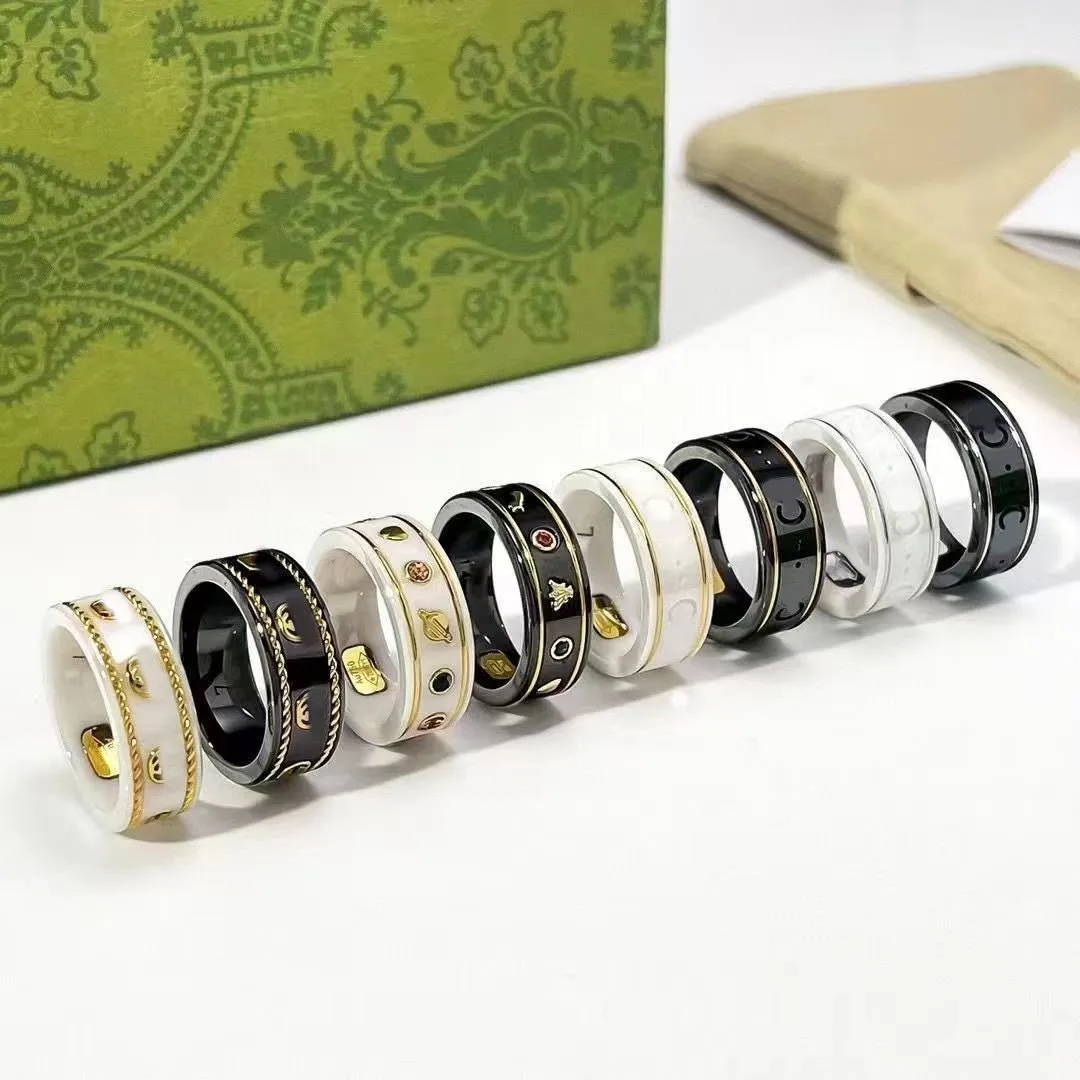 Anillo De Cer mica Con Letras De Marca Para Hombre Y Mujer