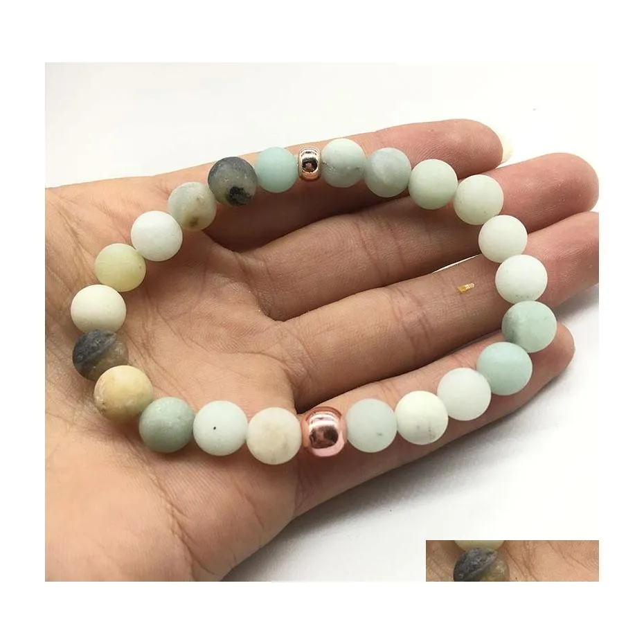 Beaded Strands Pretty Natural Stone Bracelets Amazonite Bracelet Mala Beads Psera Reiki Jewelry For Women Men Beaded Drop Delivery Dh07J