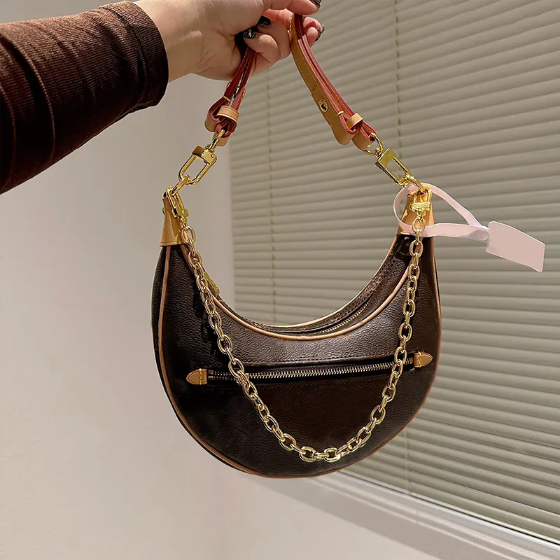 luxe designer damesschoudertas halve maan tas mode crossbody tas boodschappentas handtas tas vrijetijdskleding met leren ketting