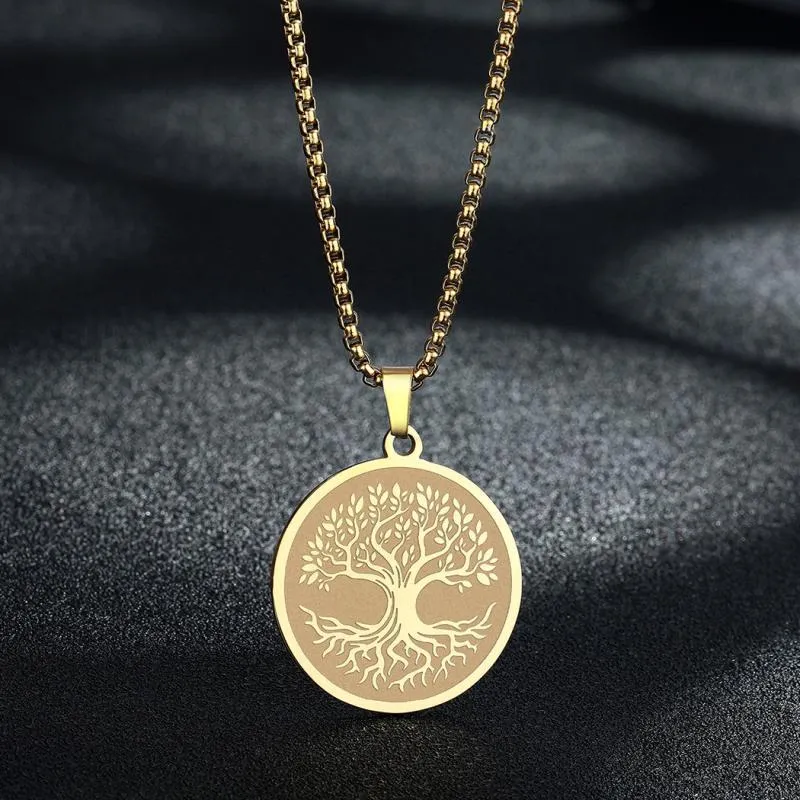 Pendant Necklaces Classic Stainless Steel World Tree Of Life Necklace For Men And Women Casual Party Trend Jewelry Accessories GiftPendant