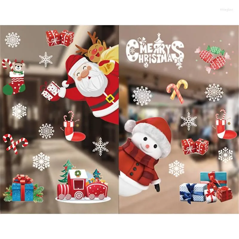 Wall Stickers Children's Creative Christmas Static Color Santa Claus Decorations Show Window Sticker