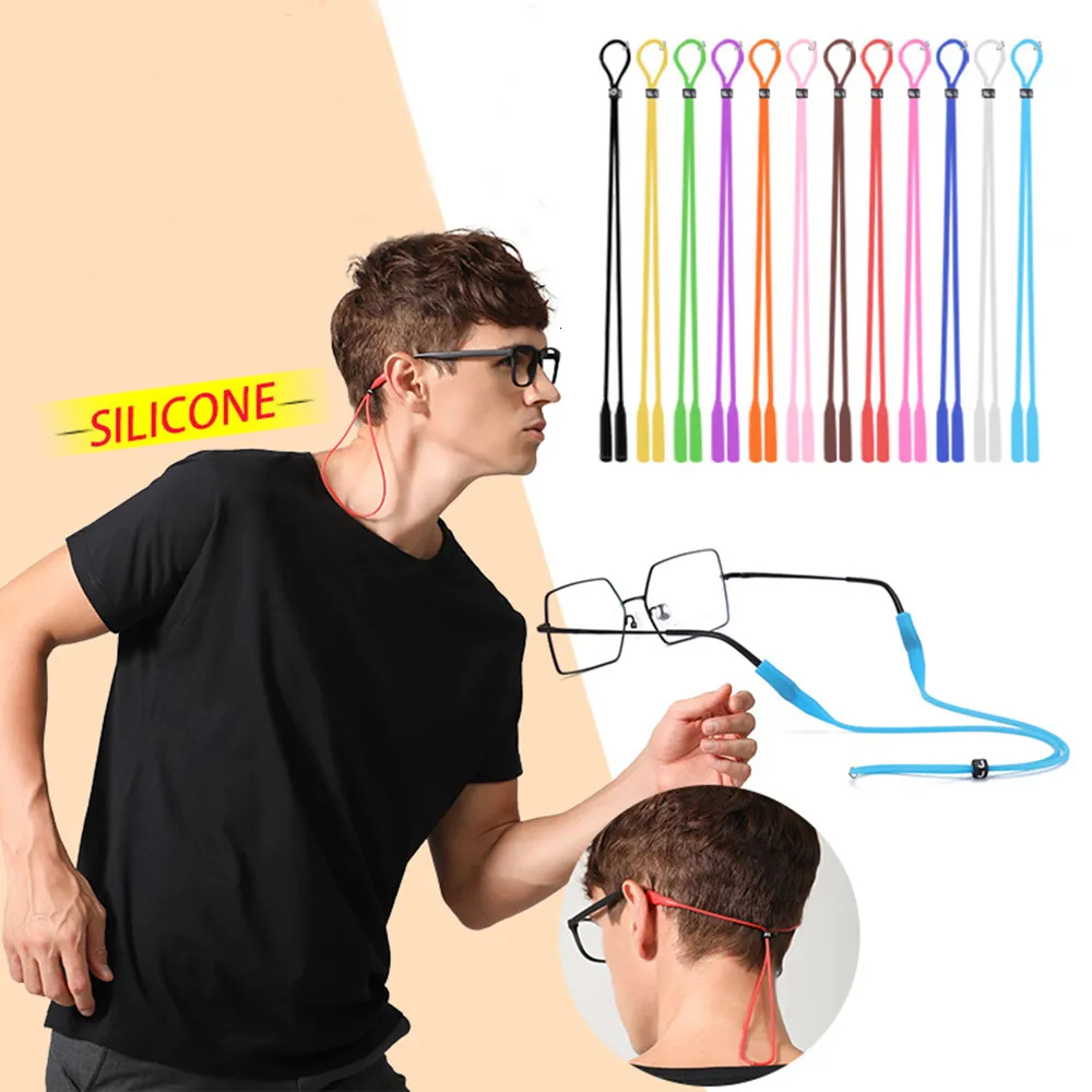 Eyeglasses chains Wholesale 10pcs Soft Silicone Glasses Neck Cord Lanyard Spectacles Sunglasses Strap Holder with adjustable button MultiColour 230214