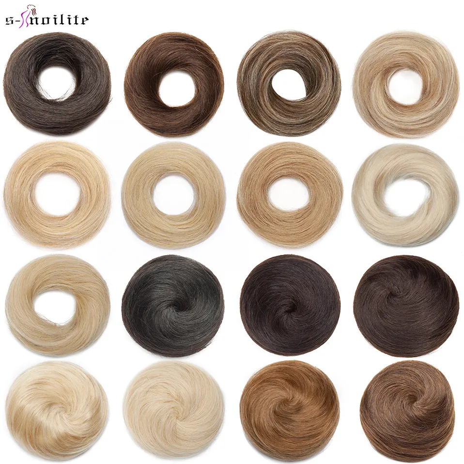 Patlama S-Noilite 23-30g saç Bun Donut Chignon Saç Bandı Elastik Kauçuk Bant sarışın Sarışın İnsan Saçları Kadın Scrunchie Uzatma 230215