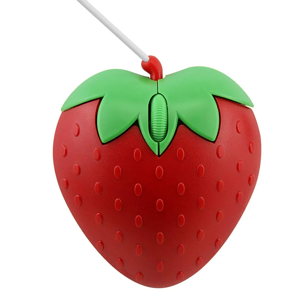 Wired Cute Mouse Cartoon Strawberry Mice Creative Ergonomic Mini 3D Mause USB Optical 800 DPI Computer Fruit Mice Girl Gifts For Laptop PC