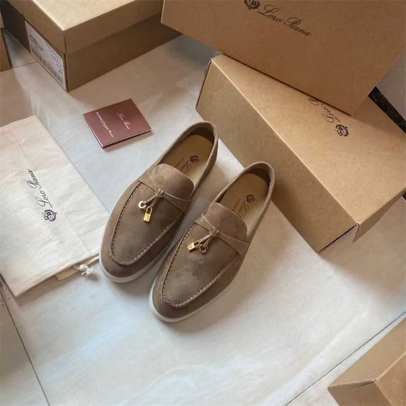 Loropiana desiner buty online buty damskie w stylu jesiennym skórzane butaki LP z miękkimi podeszwami leniwymi butami w stylu brytyjskim