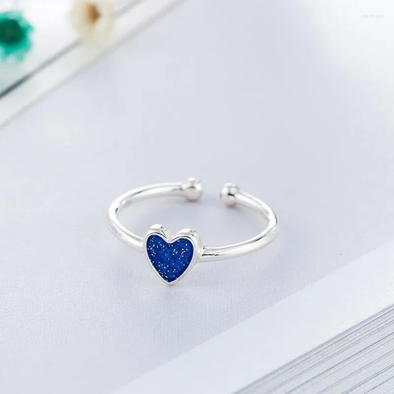 Bröllopsringar Boho Blue Love Heart For Women Vintage Finger Ring Knuckle Female Bohemian Charm smycken gåvor