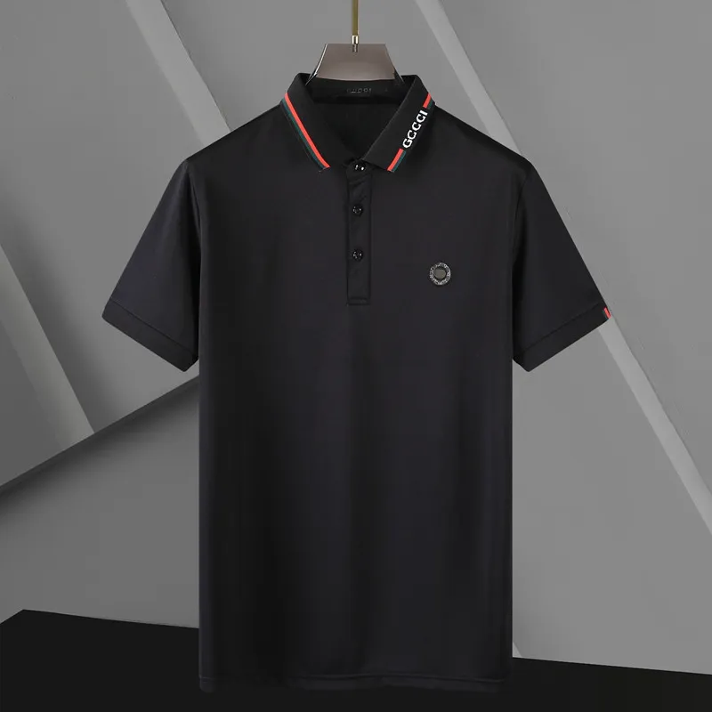 Men's Polos T-shirt fashion designer polo shirt Men Short sleeve Black, red, white and blue cotton shirt SIZE M--3XL