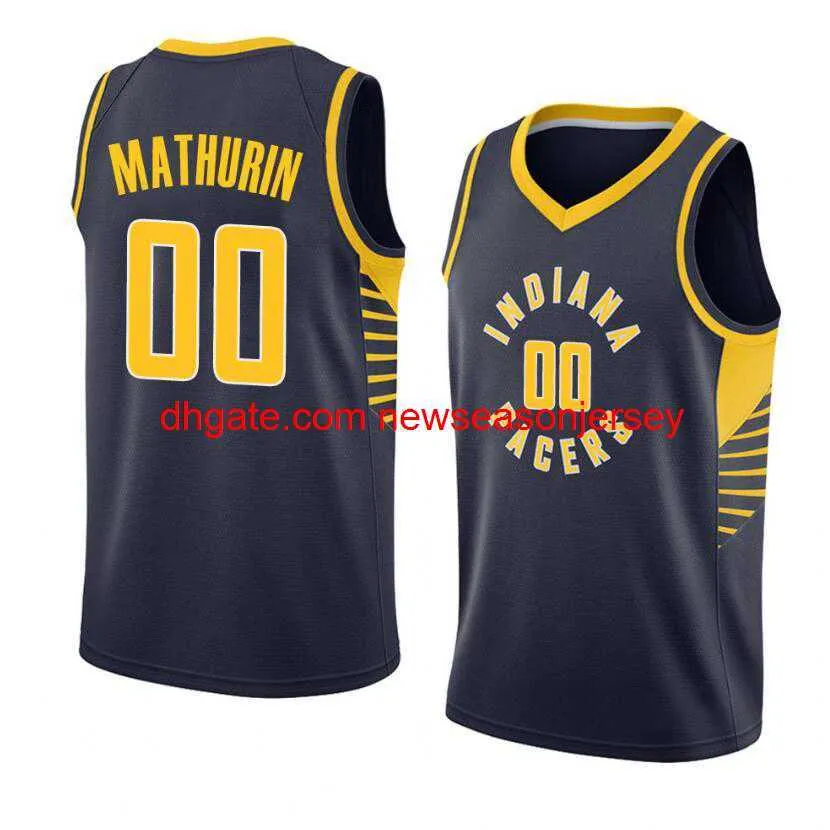 Maillots de basket-ball personnalisés Stitch Bennedict Mathurin saison 2022-23 bleu jaune blanc ville hommes femmes maillot jeunesse