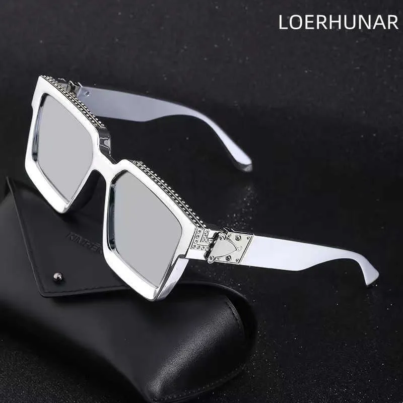 Sunglasses New Diamond Inlaid Fashion Square Large Frame Sunglasses Trend Retro UV Radiation Proof Summer Women's Outdoor Sunglasses G230214