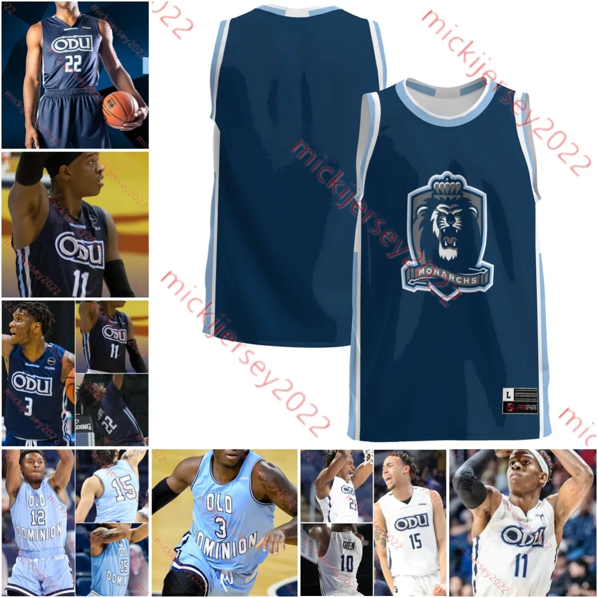 Maglia da basket Old Dominion Monarchs cucita su misura Mekhi Long Tyreek Scott-Grayson D'Angelo Stines Jadin Johnson P.J. Gill Tre Brown Old Dominion Maglie