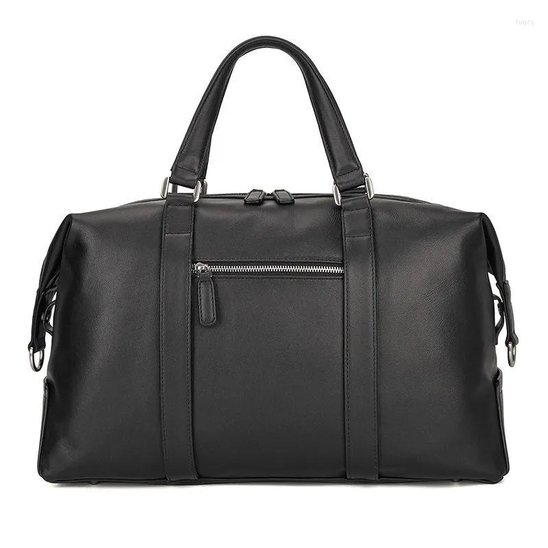 Duffel Bags Top Quality Casual Male Travel Bag Genuine Leather Men 15.6 Inch Laptop Handbag Large Capacity Weekend Messenger