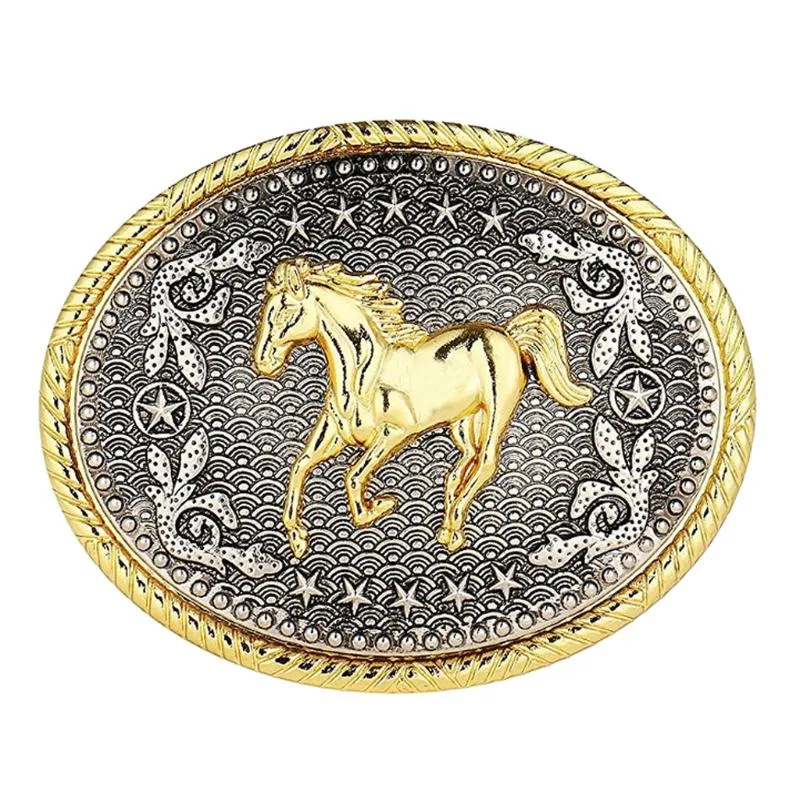 Belts Rodeo Oval Floral Animal Horse Racing Belt Buckle Men Western Cowboy