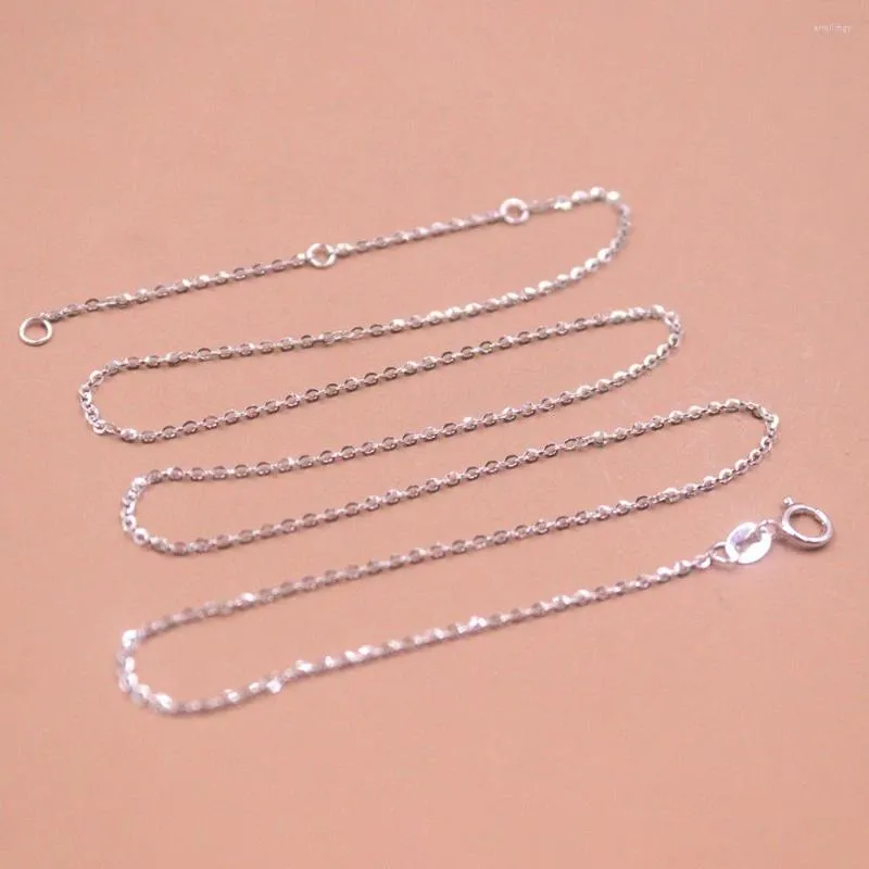 Chains Pure 18K White Gold Necklace 1.1mmW O Chain Link 45cm 1.3-1.6g Women Gift