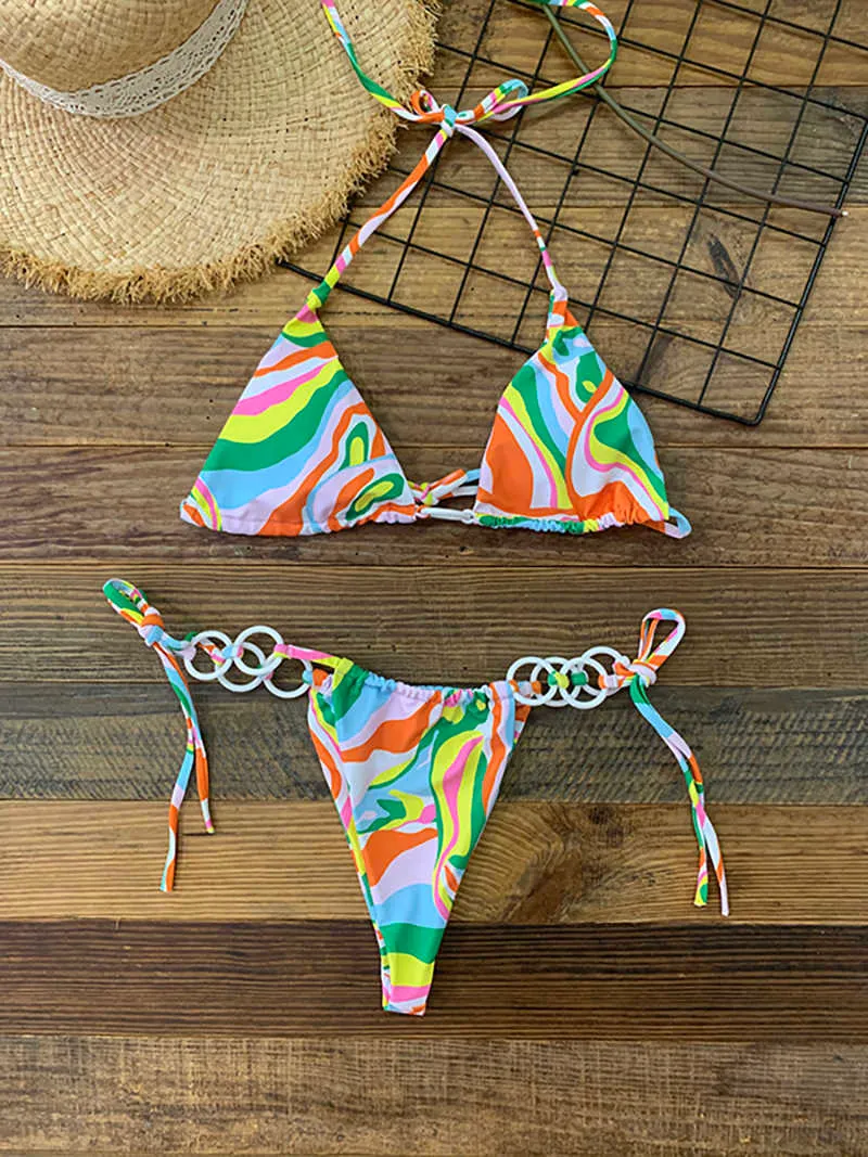 Women's Swimwear 2022 New Halter Bikini Set for Women Sexy Women's Swimsuit Micro Bikinis Swimwear Beach Thong Bathing Suit Black White Green L230213