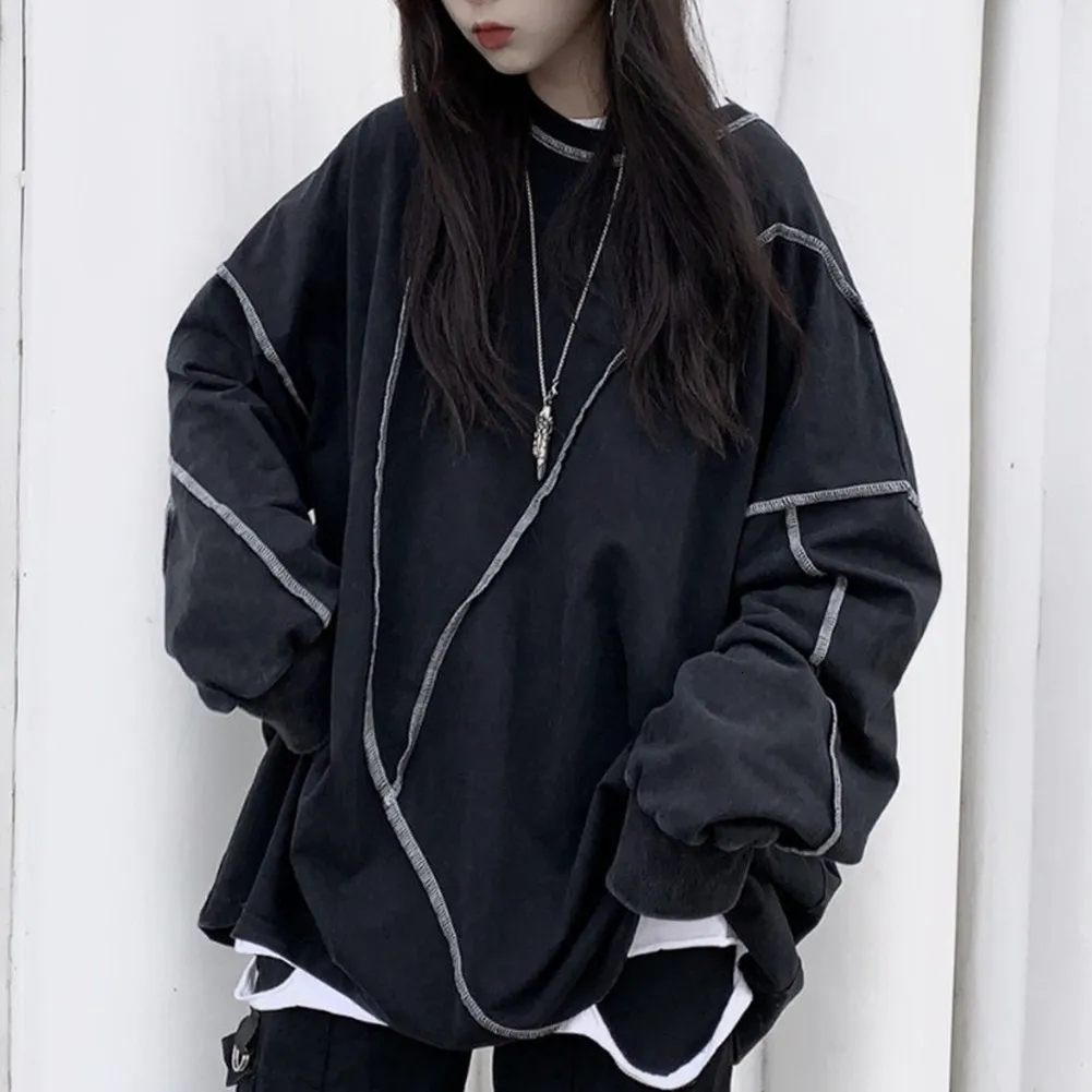 Women's Hoodies Sweatshirts Gothic Long Sleeve Sweatshirt Loose Large Size Dark Spring SpringAutumn Base Clothes Black 230215