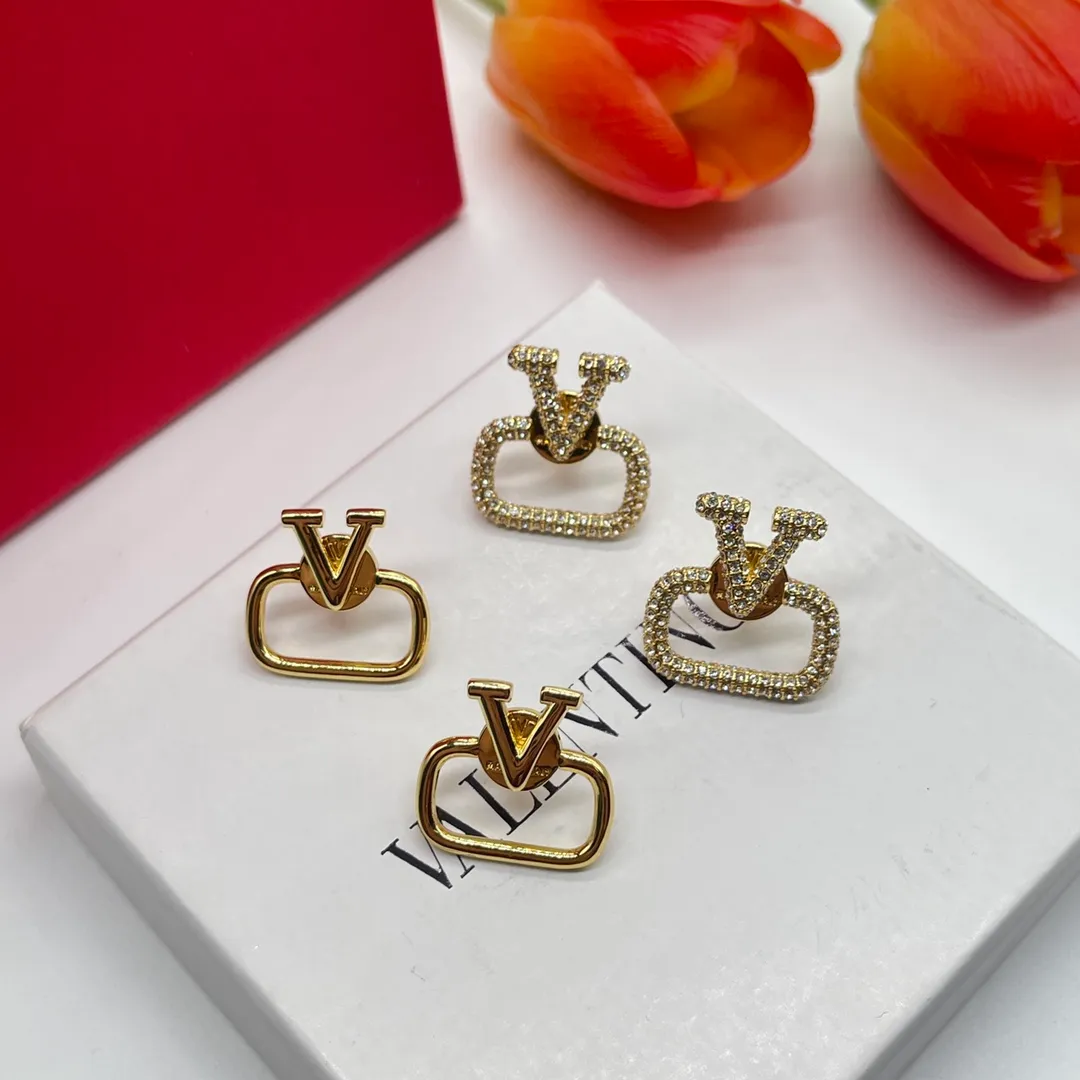 Luxury brand design 18k gold light color stud earrings VL high quality earrings