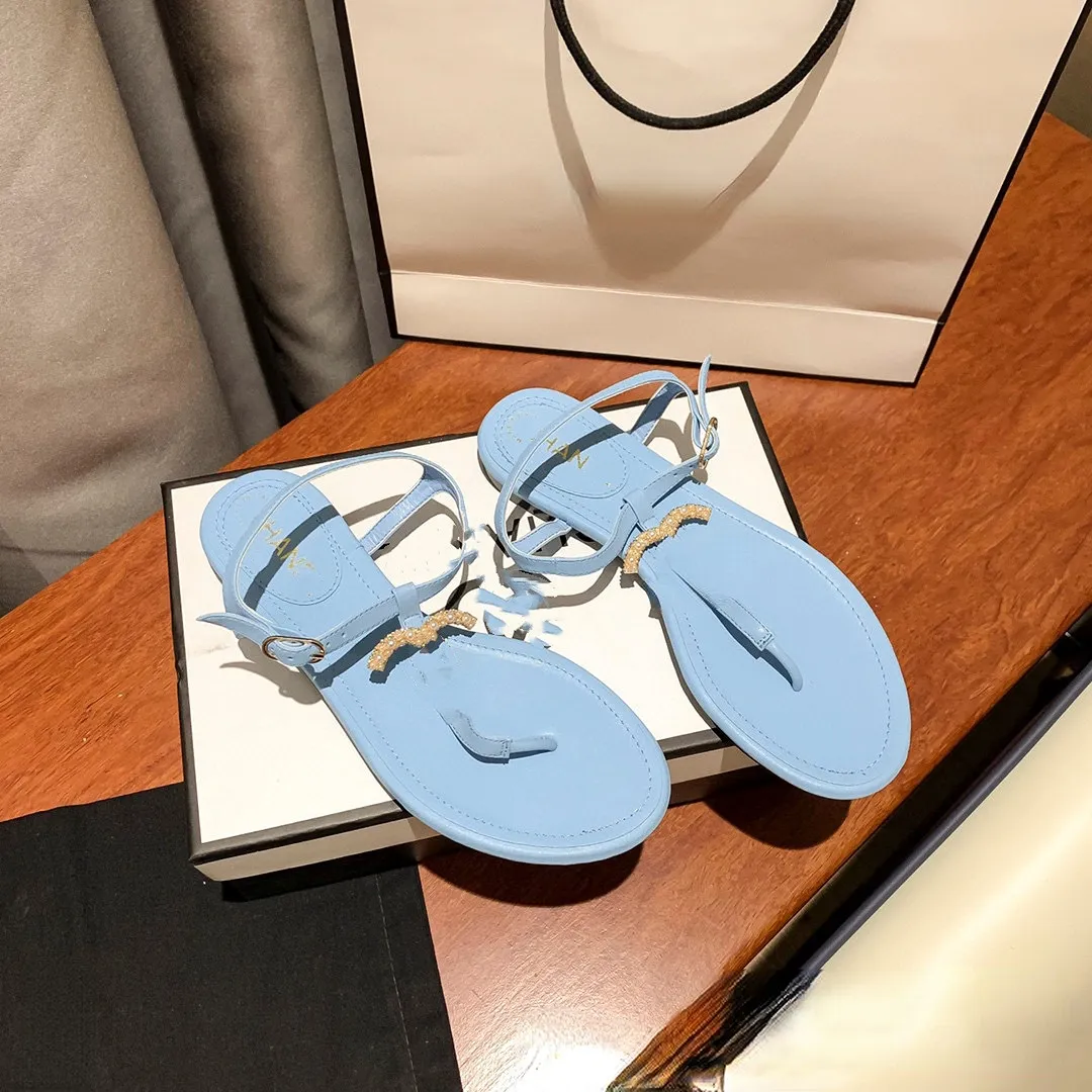 Dames sandalen Designer schoenen Pearl holle metalen gesp eenvoudige teen clip