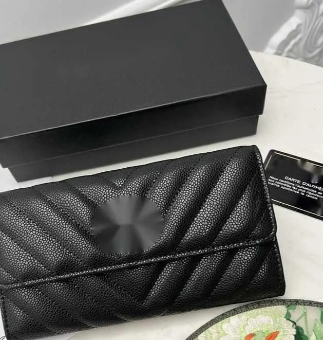 محفظة رسائل العلامة التجارية الفاخرة CC سلسلة منقوشة القابض 6001 Lambskin Diamond Pattern Pouch Women Le Boy Long Wallet Caviar Leather Presh Clutch