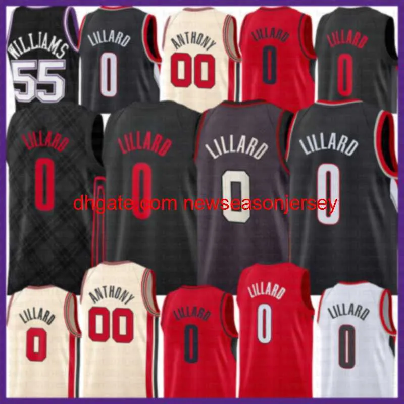 2021 Neues Damian 0 Lillard Basketballtrikot CJ 3 McCollum Herren Carmelo 00 Anthony Jason 55 Williams Mesh Retro DeAaron 5 Fox Grau