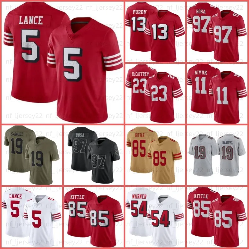 George Fred Nick Niners Bosa Warner Football Jersey Kittle Trey Lance Deebo Samuel Brock Purdy 13 Christian McCaffrey Brandon Aiyuk