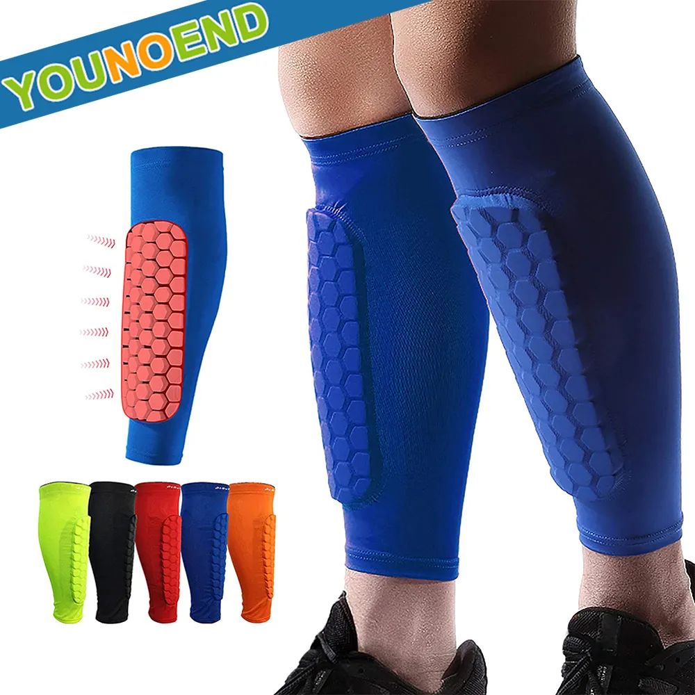 Protective Gear 1Pair Football Shin Guards Protective Soccer Pads Holders Leg Sleeves Basketball Training Sports Protector Gear Adult Teenager 230215