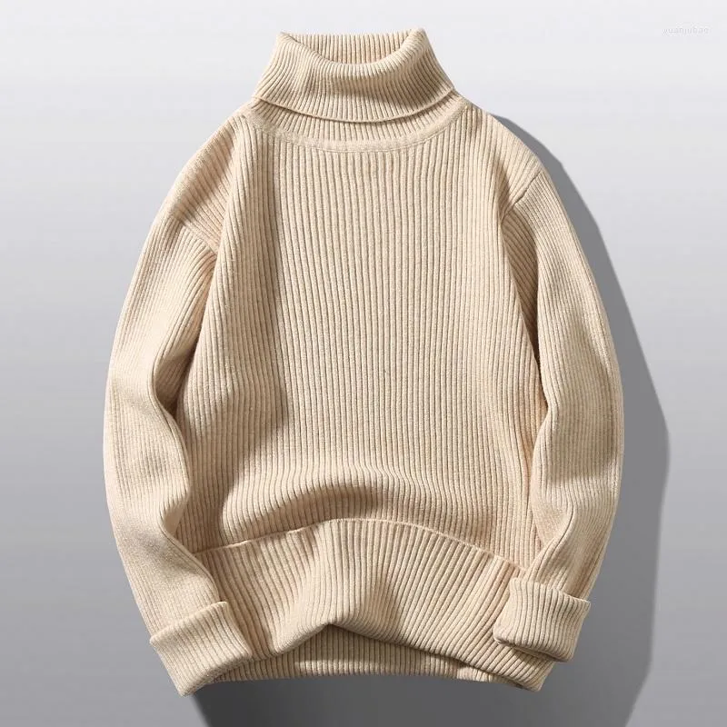 Pulls pour hommes 2023 automne et hiver pull à col roulé pour hommes pull en tricot rayé de couleur unie