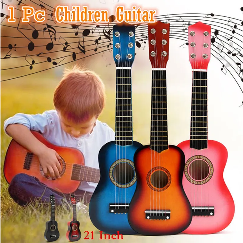 Batteria Percussioni 21 pollici 6 corde Chitarra acustica Strumenti musicali di piccole dimensioni Ukulele classico in legno Giocattoli Educazione precoce per bambini Principianti 230215