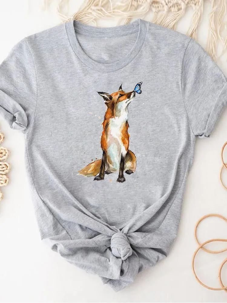 Koszulki damskie pies uwielbia słodka kreskówka koszula z nadrukiem krótkie letnie ubrania kobiety ubranie szara podstawowa koszulka 2023 T-shirt
