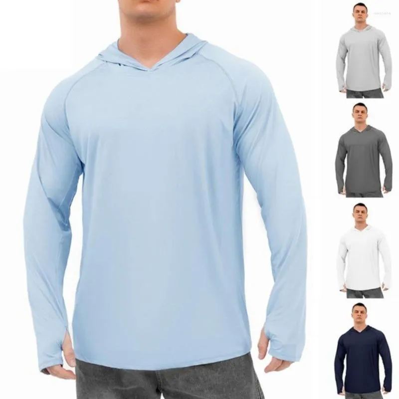 Męskie bluzy męskie solidne kolorowe letnie ubrania w ochronę przeciwsłoneczną z kapturem z kapturem z kapturem