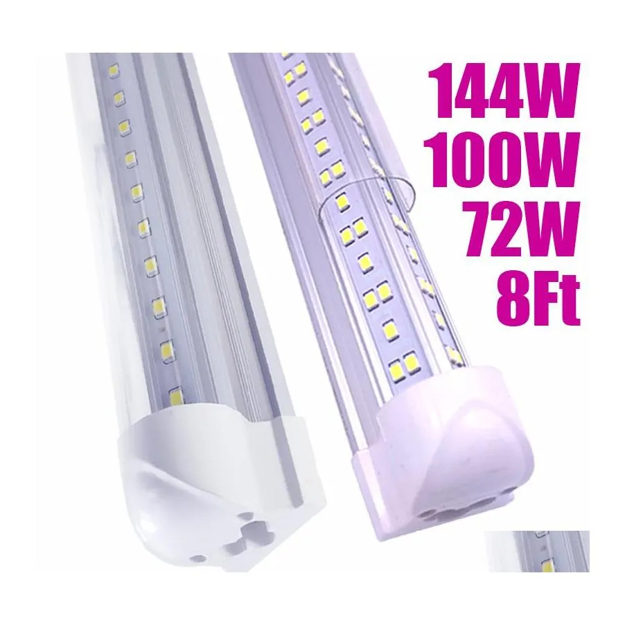 Led Tubes Integrated Tube Light T8 Shop Lights Hanging Or Surface Mount High Output 100Watt 10000 Lumens 6500K Cold White 8 Feet 25 Dh6R1