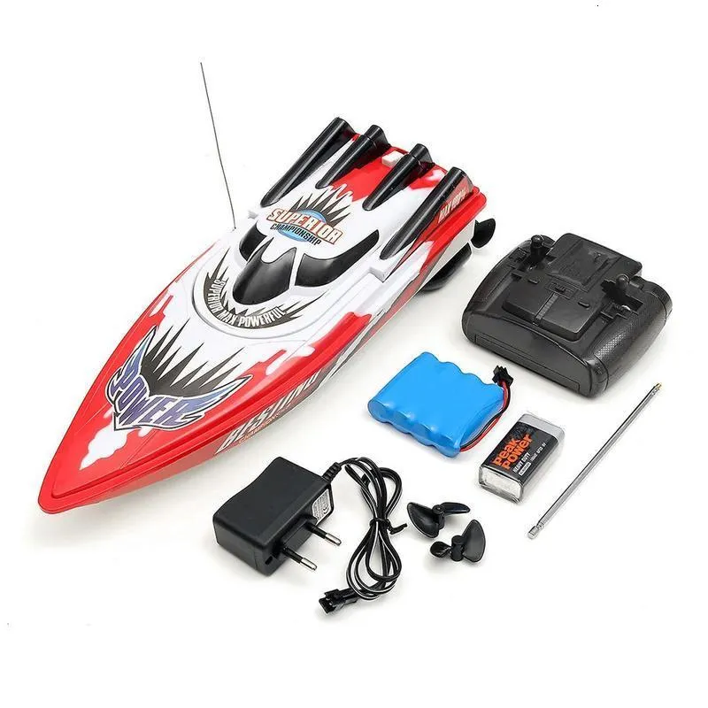 Elektriska/RC-båtar 5-10 km/H RC Boat High Speed ​​Racing laddningsbara batterier Båtfjärrkontroll för barn gåvor Toys Christmas Kids 230214