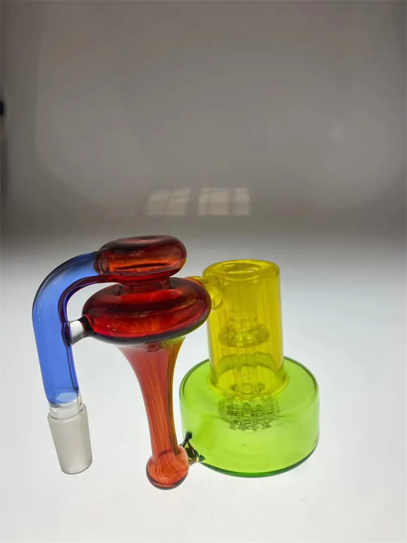 Narguilé en verre vert bleu jaune et rouge cendrier plate-forme pétrolière pipe à fumer 18mm sortie d'usine commune