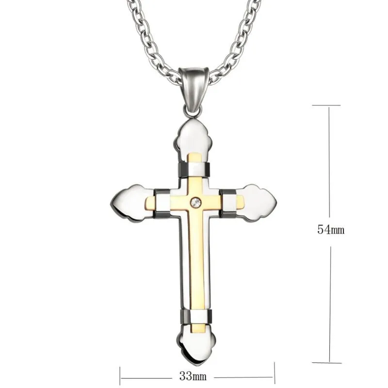Цепи мужские ожерелье свадебная мода кросс cz Crystal циркон каменная подвесная религия p9018chains