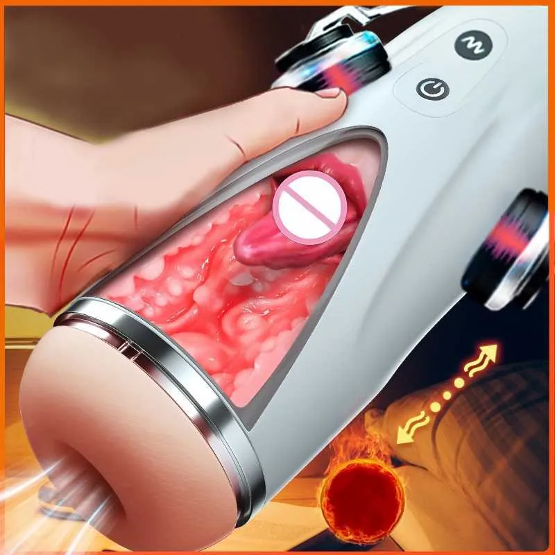 Sexspielzeug, Massagegerät, Spielzeug für Männer, automatischer männlicher Masturbator, Tasse, 3D, realistisch, Vagina, Mund, Saugen, 10 Vibrationsmodi, Taschenmuschi, Blowjob-Maschine