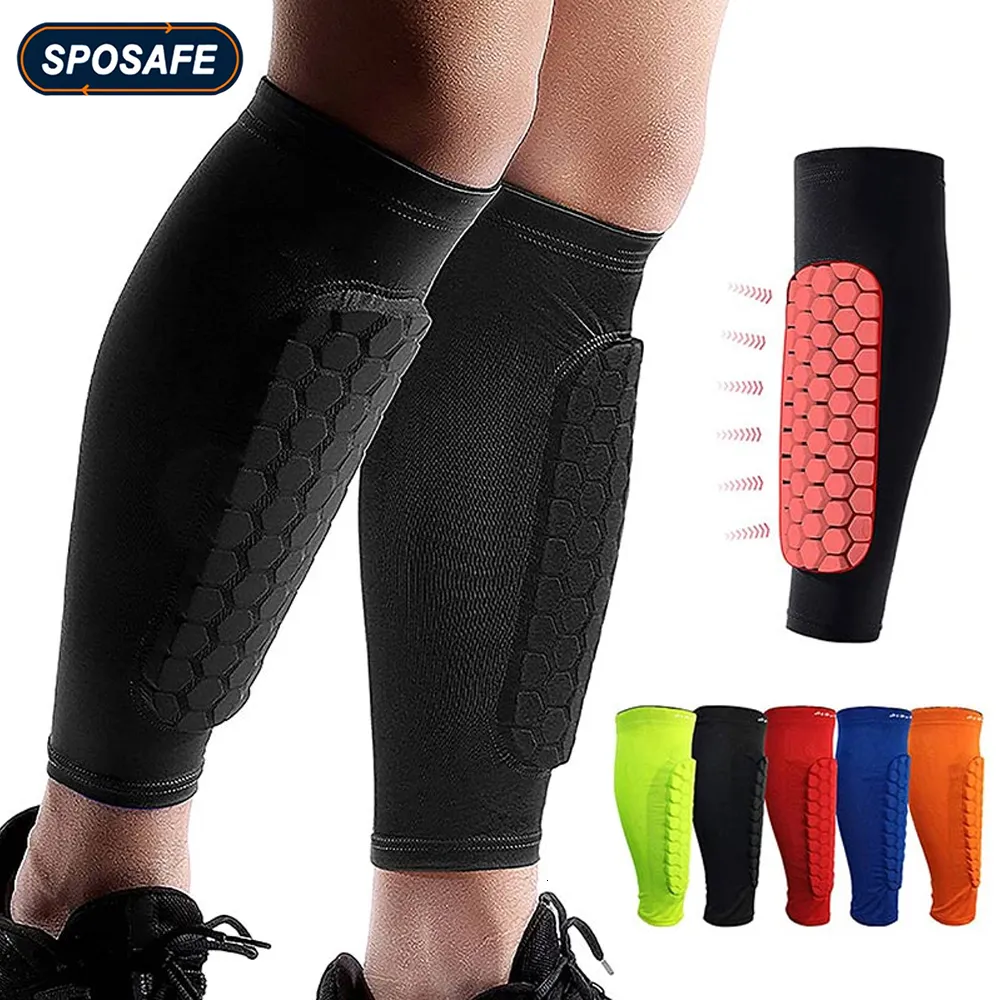 Équipement de protection 2 pièces/paire protège-tibias de football en nid d'abeille boucliers de football leggings de sport protège-tibias manches de jambe équipement de protection protecteur de tige 230215