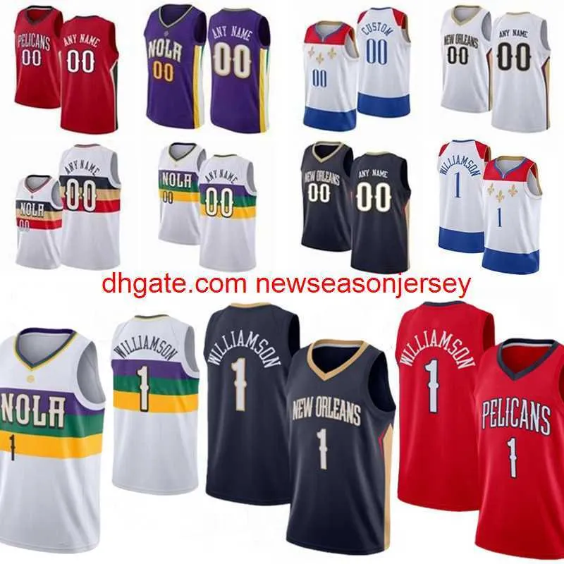 Camisa de basquete Masculino Zion 1 Williamson Brandon Ingram CJ McCollum Jonas Valanciunas Larry Nance Jaxson Hayes Kira