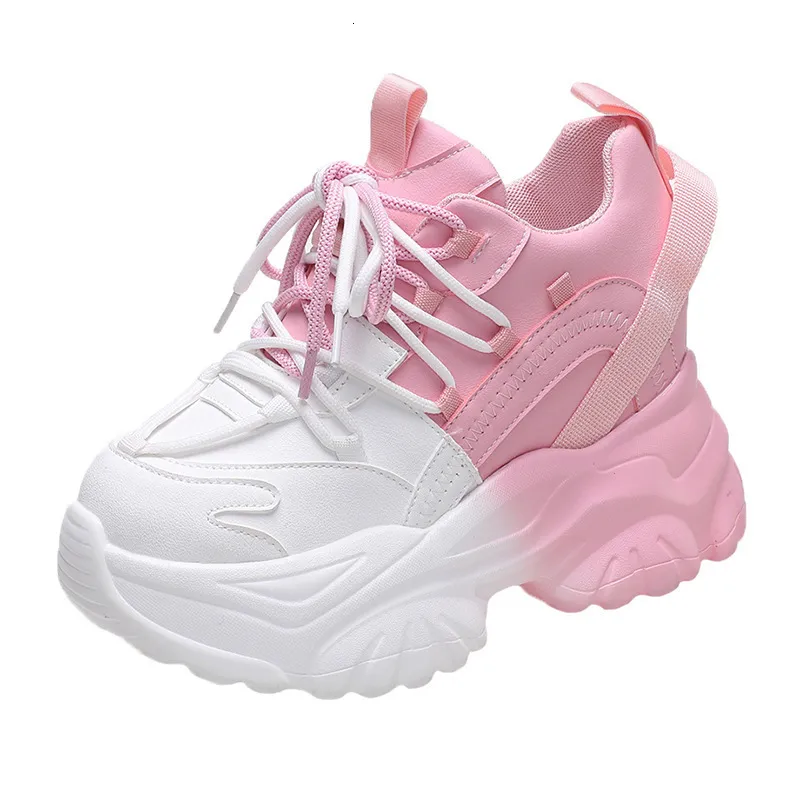 Scarpe eleganti Comemore Piattaforma alta da donna Chunky Sneakers Donna Moda Donna Scarpe sportive Rosa Bianco Sport Sneaker Tennis Elegante 34 230215