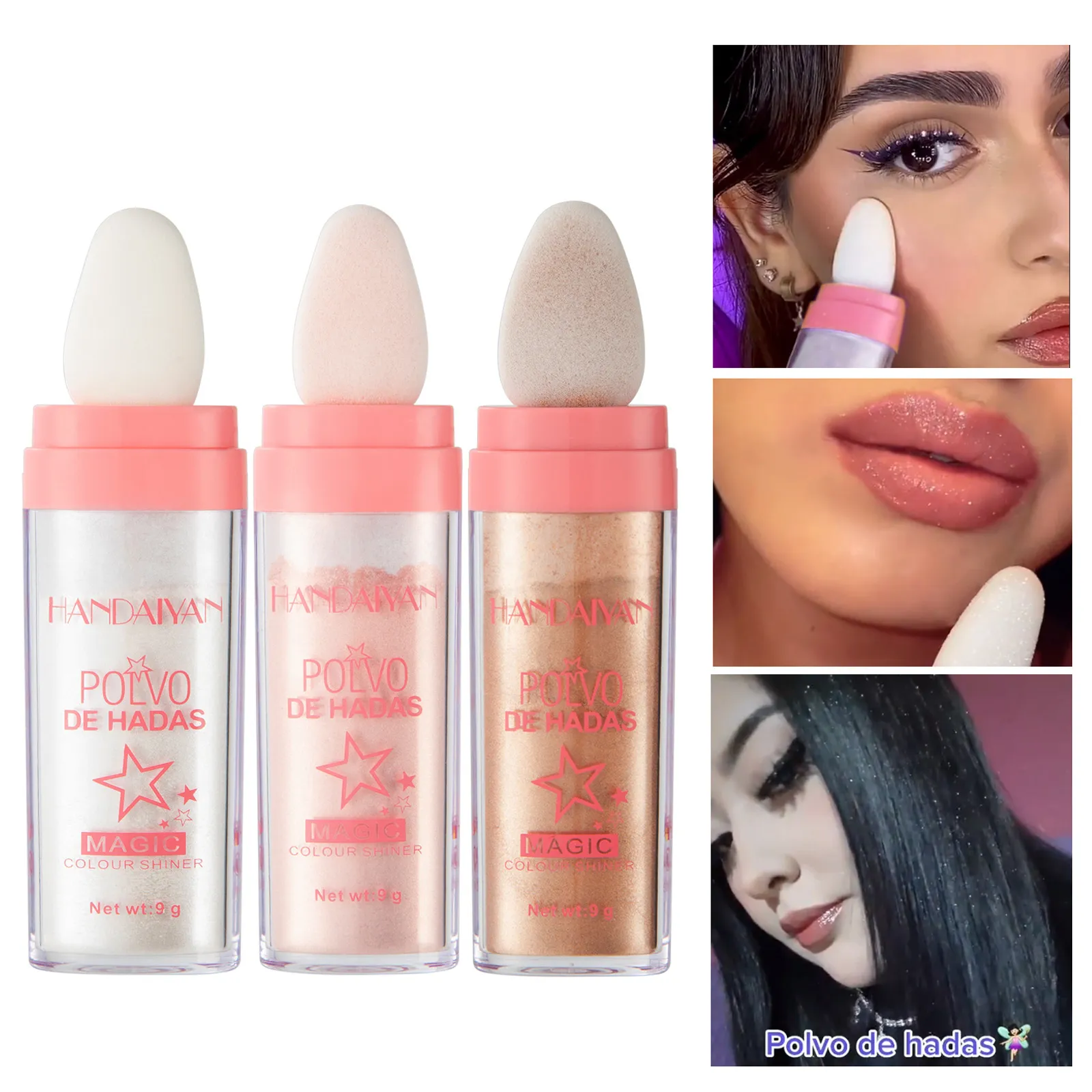 White Fairy Bomb Shimmer Powder Pink Highlighter Stick Makeup For