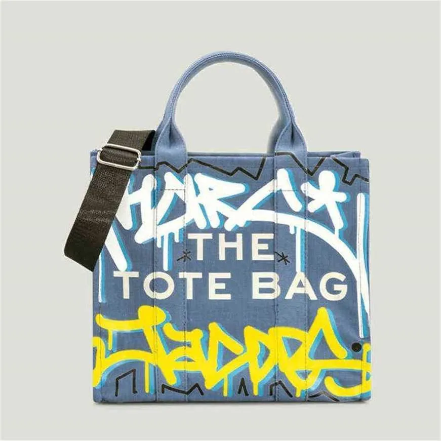 Borse a buon mercato Liquidazione 60% di sconto Borsa a tracolla tote in tela di grande capacità Borse a tracolla Graffiti stampate per borsa da donna in tessuto casual