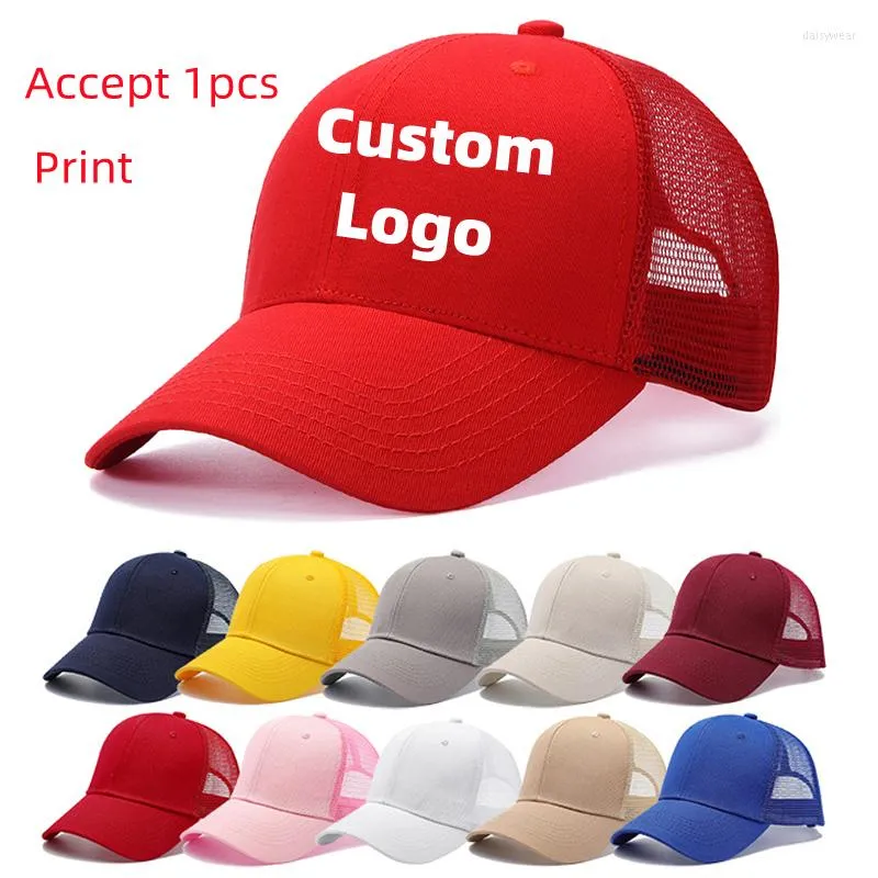 Baskenmützen akzeptieren 1 Stück. Drucken Sie ein individuelles Logo! Unisex Hip Hop Cap Casual Plain Mesh Baseball Einstellbare Snapback Hüte Für Männer Streetwear Hut