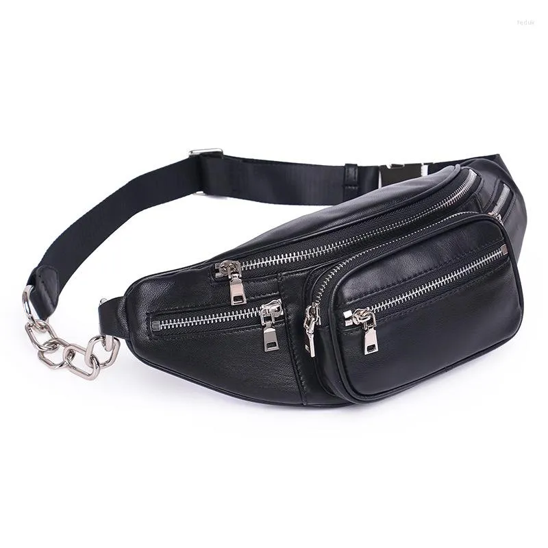 Bolsas de cintura Moda de alta qualidade Pu cadeia Bananka Travel Leisure Fanny Pack Men and Women Walking Mountaineing Belly Band Band