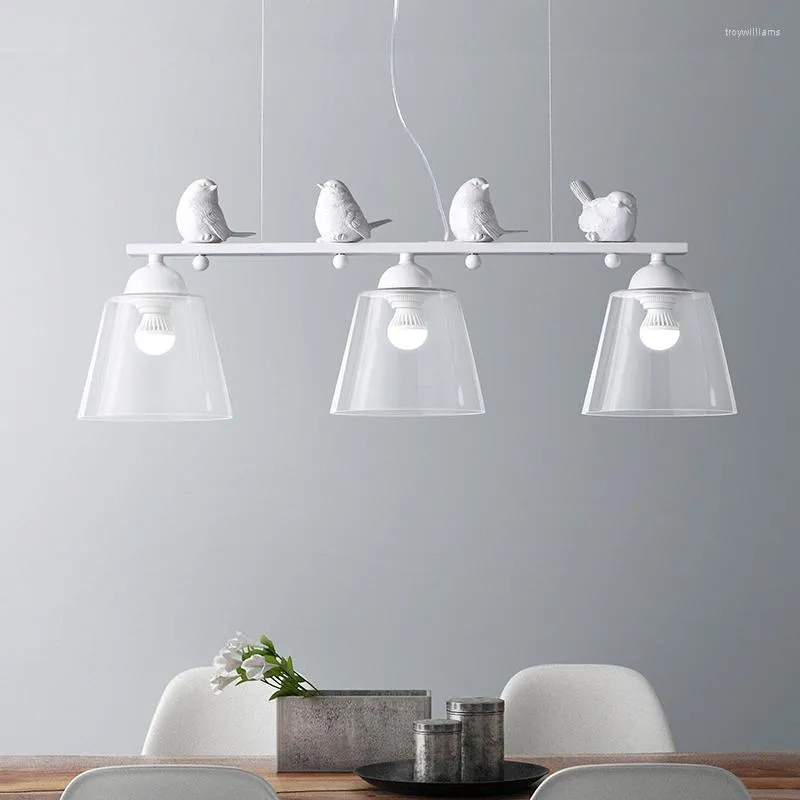 Pendant Lamps Glass Modern Light Fixture Fashion Resin Bird LED Hanging Lamp Iron Lamparas Bedroom Living Room Lampen Bar Lampara