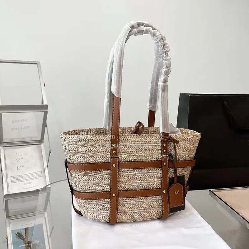 LouLou Sacs de Plage Femmes Sac à Main Designer Grand Fourre-Tout Shopping Mode Épaule Cartable Sacs Seau Sac Designers Luxurys Été Voyage Livre Tissé Paille Totes